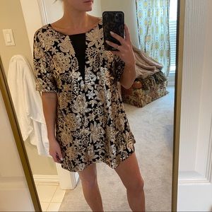 Floral sequin tshirt dress